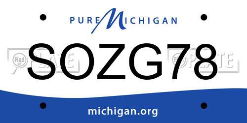 SOZG78 Michigan License Plate