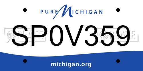 SP0V359 Michigan License Plate