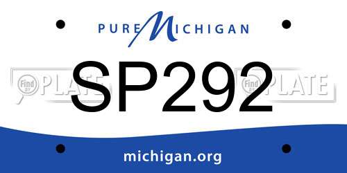 SP292 Michigan License Plate