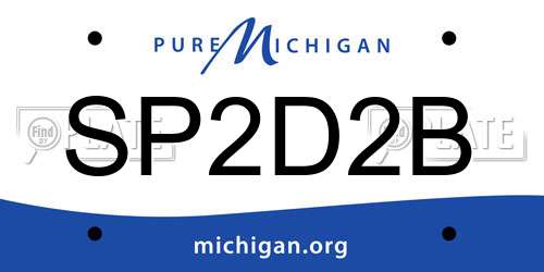 SP2D2B Michigan License Plate