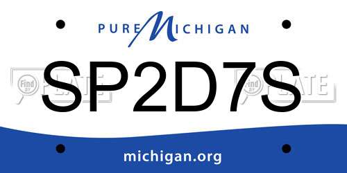 SP2D7S Michigan License Plate
