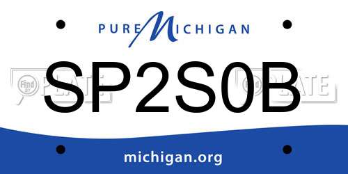SP2S0B Michigan License Plate