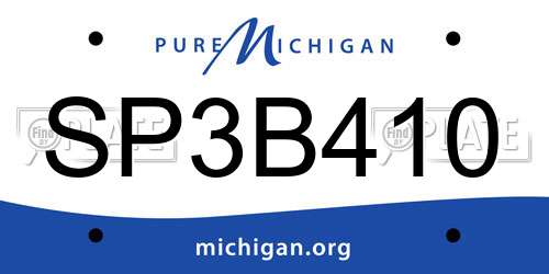 SP3B410 Michigan License Plate
