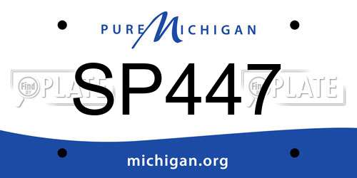 SP447 Michigan License Plate