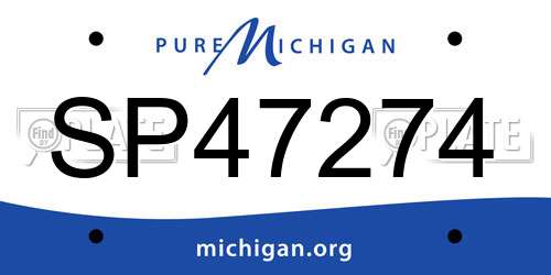 SP47274 Michigan License Plate