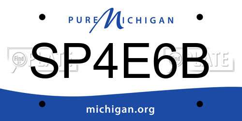SP4E6B Michigan License Plate