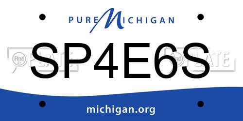 SP4E6S Michigan License Plate