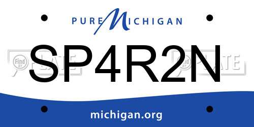 SP4R2N Michigan License Plate