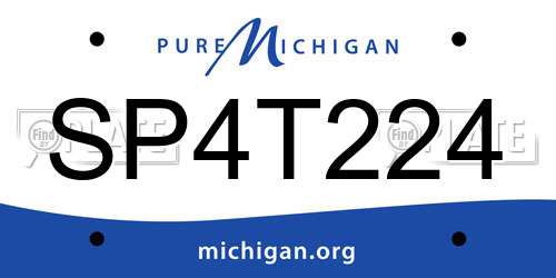 SP4T224 Michigan License Plate