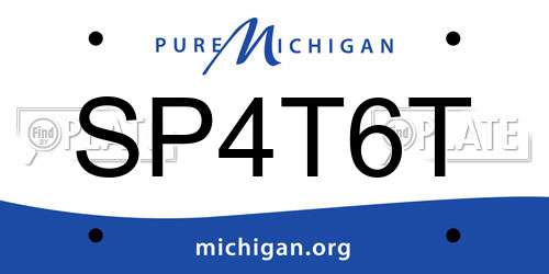 SP4T6T Michigan License Plate
