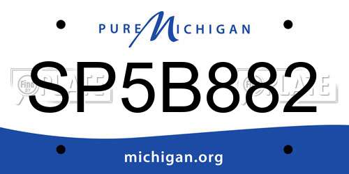 SP5B882 Michigan License Plate