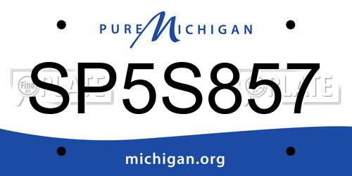 SP5S857 Michigan License Plate