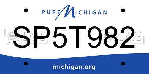SP5T982 Michigan License Plate