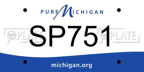 SP751 Michigan License Plate