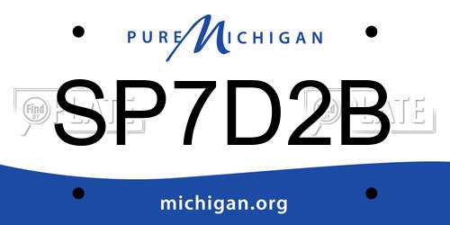 SP7D2B Michigan License Plate