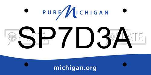 SP7D3A Michigan License Plate
