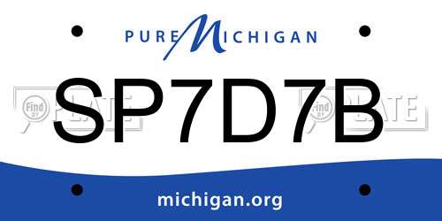 SP7D7B Michigan License Plate