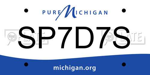 SP7D7S Michigan License Plate