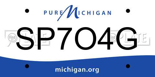 SP7O4G Michigan License Plate