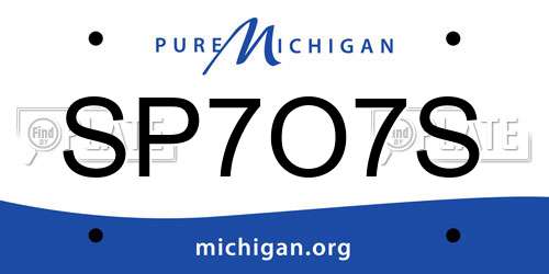 SP7O7S Michigan License Plate
