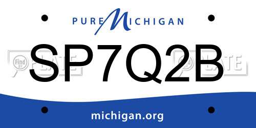 SP7Q2B Michigan License Plate