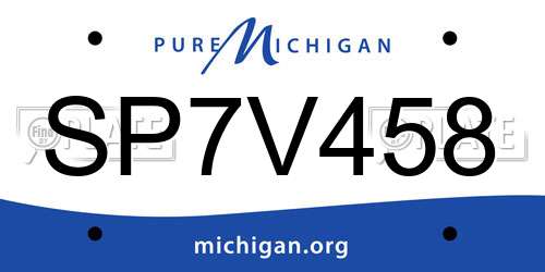 SP7V458 Michigan License Plate