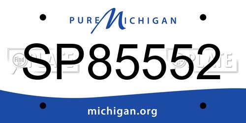 SP85552 Michigan License Plate