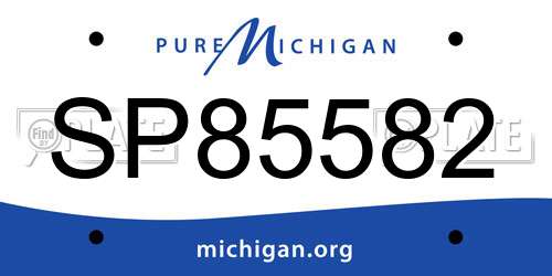 SP85582 Michigan License Plate