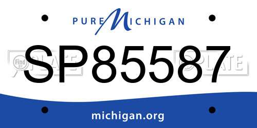 SP85587 Michigan License Plate