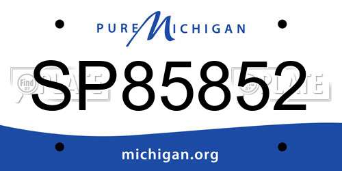 SP85852 Michigan License Plate