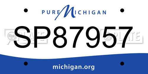 SP87957 Michigan License Plate