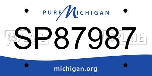 SP87987 Michigan License Plate