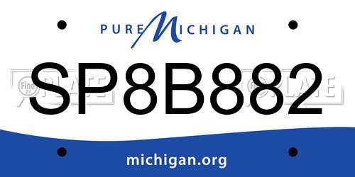 SP8B882 Michigan License Plate