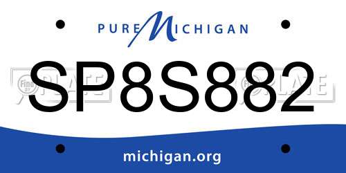 SP8S882 Michigan License Plate