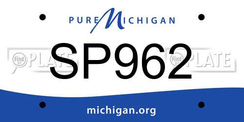 SP962 Michigan License Plate