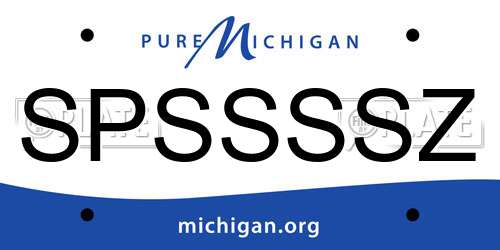SPSSSSZ Michigan License Plate