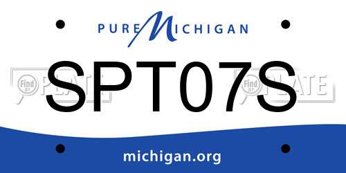 SPT07S Michigan License Plate