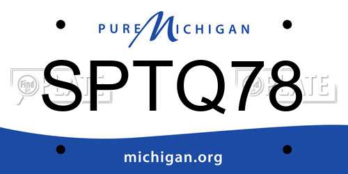 SPTQ78 Michigan License Plate