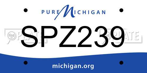 SPZ239 Michigan License Plate