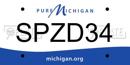 SPZD34 Michigan License Plate
