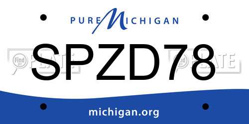 SPZD78 Michigan License Plate