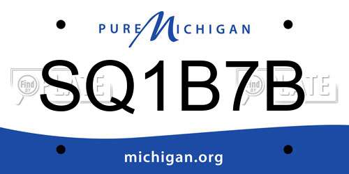 SQ1B7B Michigan License Plate