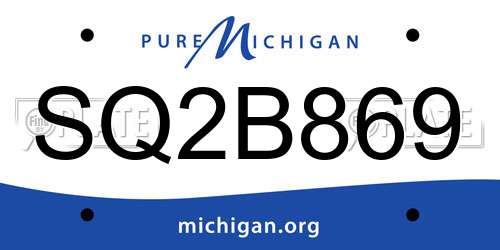 SQ2B869 Michigan License Plate