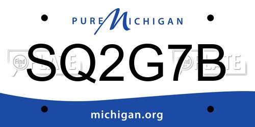 SQ2G7B Michigan License Plate