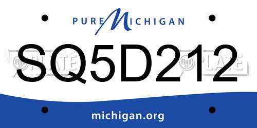 SQ5D212 Michigan License Plate