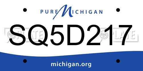 SQ5D217 Michigan License Plate