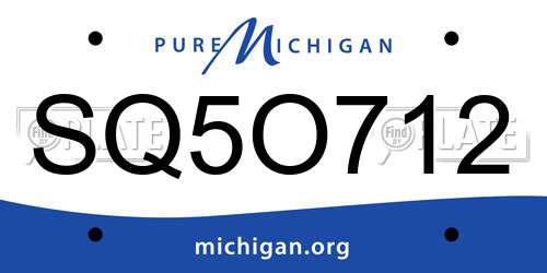 SQ5O712 Michigan License Plate