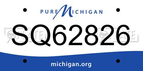 SQ62826 Michigan License Plate