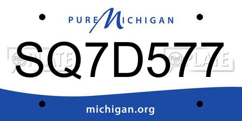 SQ7D577 Michigan License Plate