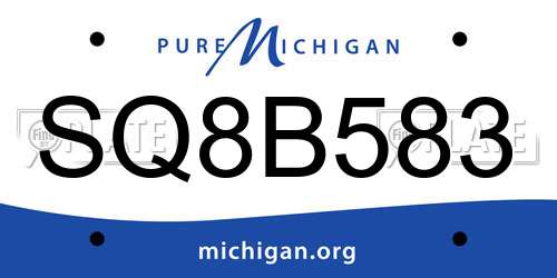SQ8B583 Michigan License Plate